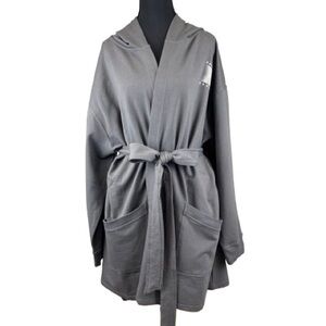 Savage X Fenty Forever Savage Showgirl Graphic Short Hooded Robe Forged Iron NEW